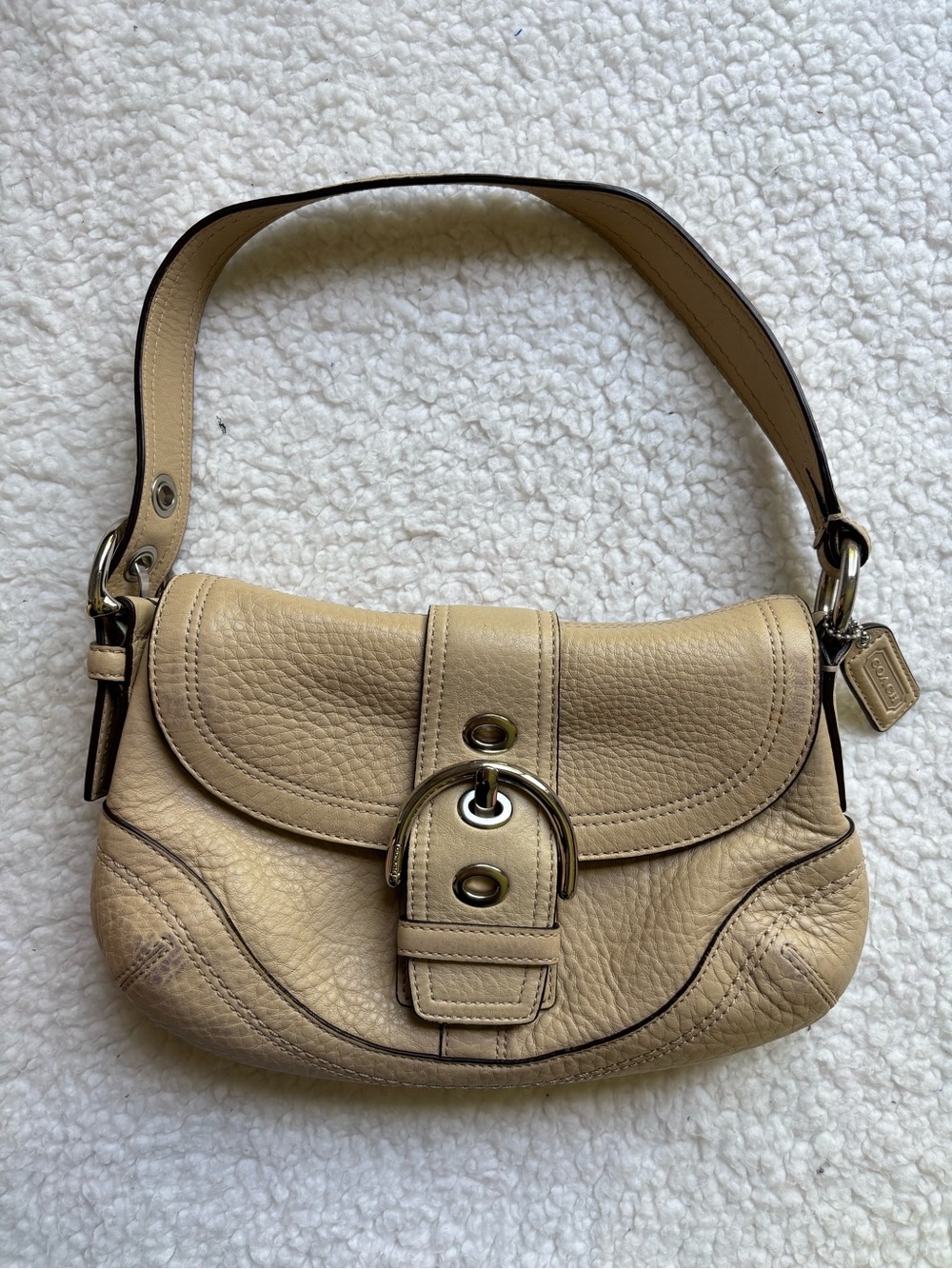 Coach Y2K Vintage Viral Soho F10909 Beige Pebbled Leather Shoulder Bag